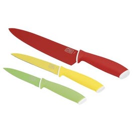 Vivid Knife Set, Stainless Steel & Black Soft Grips, 3-Pc.