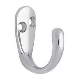 Robe Hook, Single Prong, Polished Chrome, 2-Pk.
