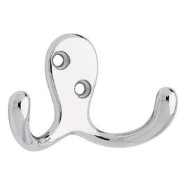 Robe Hook, Double Prong, Polished Chrome, 1.25 x 3.75 x 6.5-In., 2-Pk.