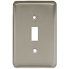 Toggle Wall Plate, 1-Gang, Stamped, Round, Satin Nickel Steel