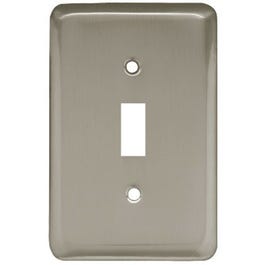 Toggle Wall Plate, 1-Gang, Stamped, Round, Satin Nickel Steel