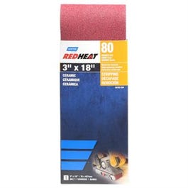 Red Heat Ceramic Sanding Belt, 80-Grit, 3 x 18-In.
