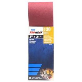 Red Heat Ceramic Sanding Belt, 120-Grit, 3 x 21-In.