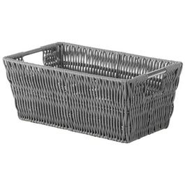 Rattique Small Shelf Storage Tote, Gray, 11.42 x 6.5 x 4.53-In.