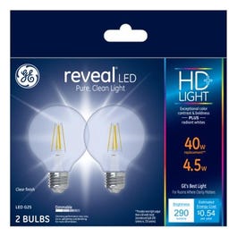 Reveal LED Light Bulbs, Bent Tip, 290 Lumens, 4.5-Watts, 2-Pk.