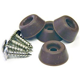 Rubber Bumpers, Screw-On, Brown, 7/8-In., 4-Pk.