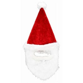 Santa Mask, Plush Red With Beard, One Size