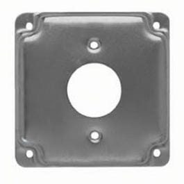 Receptacle Box Cover, Single, Flat Corner Square, Exposed, 4-In.