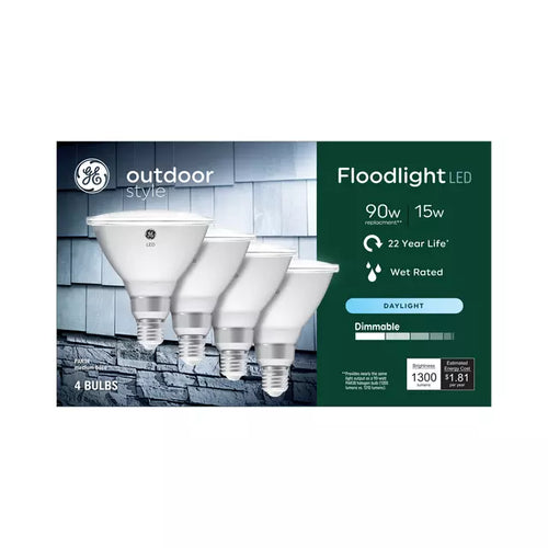 GE Lighting GE Outdoor Style PAR38 LED Light Bulb, 90 Watt Replacement Outdoor Floodlight, Daylight (4 Pack)