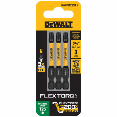 DeWalt FlexTorq T25 Torx Driver Bits Impact Ready 2.25 3-Pk
