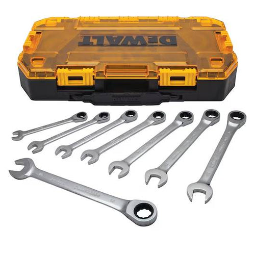 DeWalt 8 Piece Full Polish Ratcheting Combination Metric Wrench Set