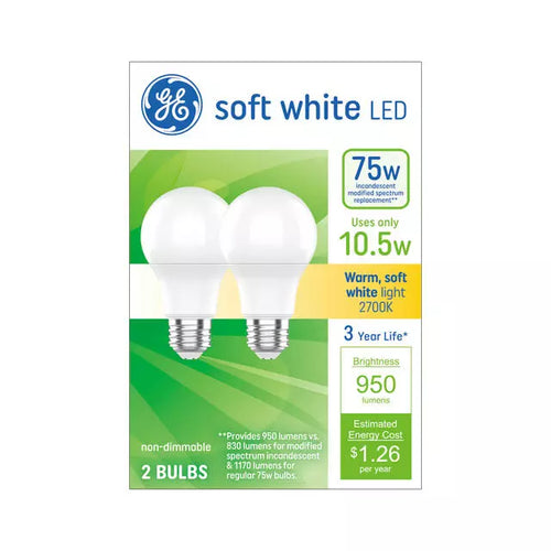 GE LED Light Bulbs A19 General Purpose Bulbs 75 Watt Replacement Soft White