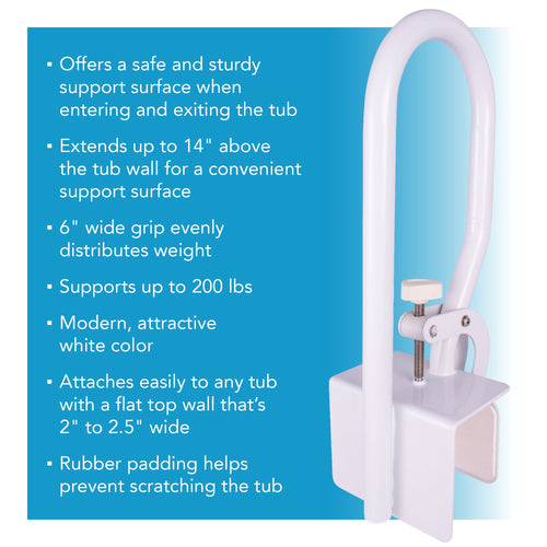 Carex White Bathtub Rail