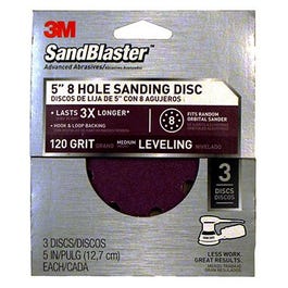 3-Pack Sandblaster 5-Inch 8-Hole 120-Grit Sanding Disc