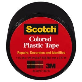 Plastic Tape, Black, 1-1/2 x 125-In.