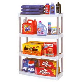 4-Shelf Shelving Unit, Taupe Plastic, 32 x 13 x 48-In.