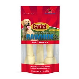 Gourmet Dog Treats, Rawhide Bone, 8-9-In., 3-Pk.