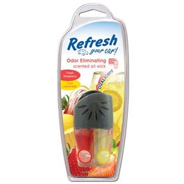 Car Air Freshener, Vent Clip, Adjustable Oil Wick With Fresh Strawberry/Cool Lemonade Scents