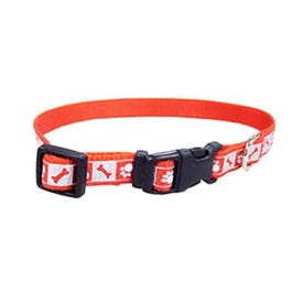 Dog Collar, Reflective, Adjustable, Red, 3/8 x 8-12-In.