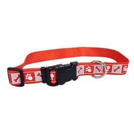 Dog Collar, Reflective, Adjustable, Red, 1 x 18-26-In.