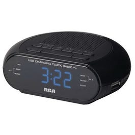 Portable Clock Radio, Dual USB, Black