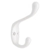 Coat & Hat Hook, White, 6.5-In.