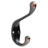 Coat & Hat Hook, Bronze & Copper, 1 x 3.75 x 6.5-In.