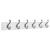 Hook Rail, 6 Scroll Hooks, White & Satin Nickel, 3 x 28.75 x 5.5-In.