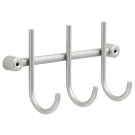 3-Hook Rail, Minimalist, Satin Nickel, 3 x 10.75 x 5.5-In.