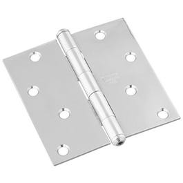 Door Hinge, Interior, Square-Edge, Stainless Steel, 4-In.