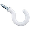 Cup Hook, White, Vinyl-Coated, 1-In., 30-Pk.