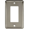 Decorator Rocker/GFI Wall Plate, 1-Gang, Stamped, Round, Satin Nickel Steel