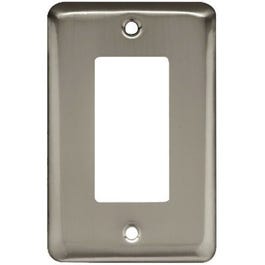 Decorator Rocker/GFI Wall Plate, 1-Gang, Stamped, Round, Satin Nickel Steel