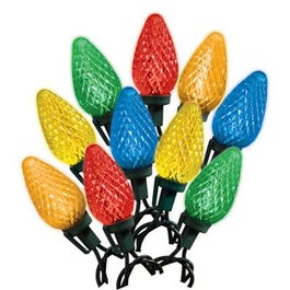 Christmas LED Light Set, C9, Multi, Faceted, 25-Ct.