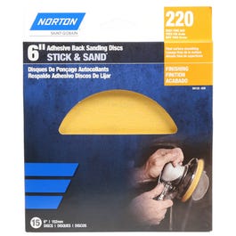 Adhesive-Back Sanding Discs, Gold, 220 Grit, 6-In., 15-Ct.