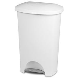 Kitchen Wastebasket, Step-On, White, 11-Gal.