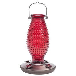 Hummingbird Feeder, Vintage Red Hobnail