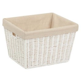 Paper Rope Storage Tote With Liner, White, 10 x 12 x 8-In.