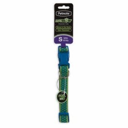 Dog Collar, Glow-in-the Dark, Green Grid, 5/8 x 10-14-In.