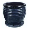 Honey Jar Planter, Drip Blue Ceramic, 6-In.