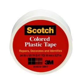 Plastic Tape, White, 3/4 x 125-In.