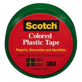 Colored Plastic Tape, Green, .75 x 125-In.