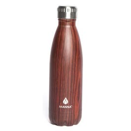 Insulated Beverage Bottle, Stainless Steel, Wood Grain, 17-oz.