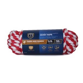 Polypropylene Derby Rope, Smooth Braided, Red/White, 5/8-In. x 50-Ft.