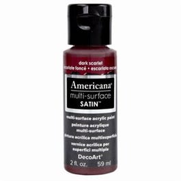 Americana Multi Surface Craft Paint, Satin, Dark Scarlet, 2-oz.