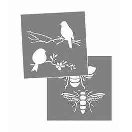 Americana Decor Bees/Birds Stencil, 8 x 8-In.