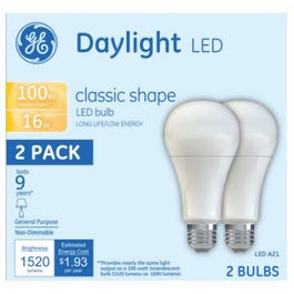 LED Light Bulbs, Daylight, 1520 Lumens, 16-Watts, 2-Pk.