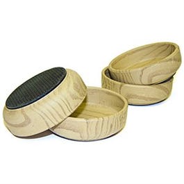 Furniture Cups, Wood Grain, Non-Skid Base, 2-3/8-In. ID, 4-Pk.