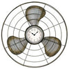 Analog Wall Clock, Quartz, Rustic Metal Fan, 16.5-In.