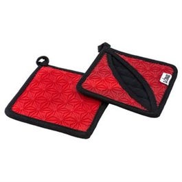 Pot Holder & Trivet, Silicone and Fabric, Red